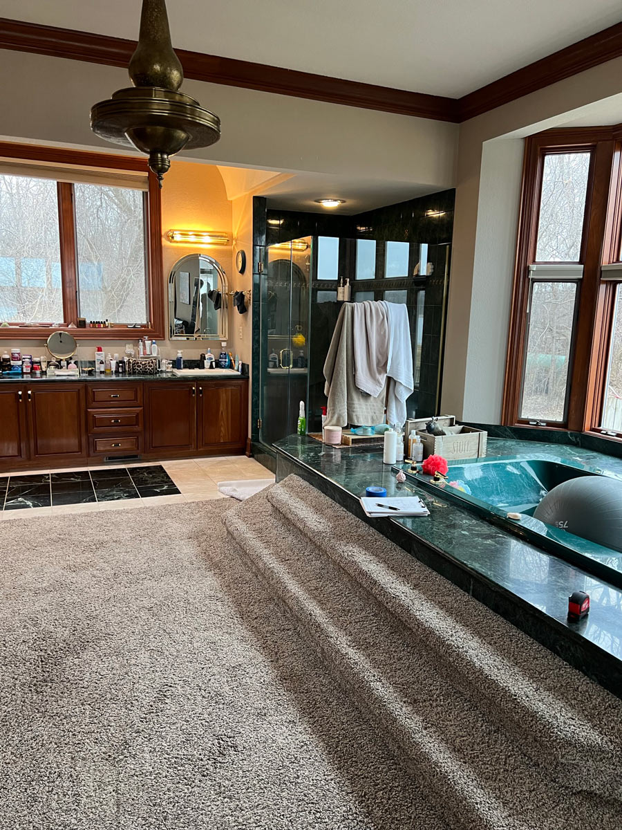 Modern Primary Bathroom Remodel in Muskego Before