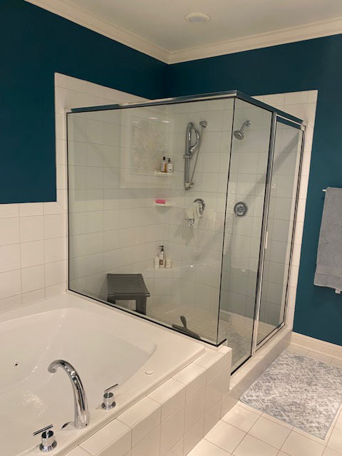 Transitional Primary Bathroom Remodel in Elm Grove Before